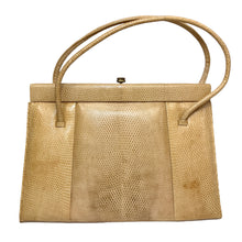 Load image into Gallery viewer, Vintage 50s Creamy Beige Lizard Skin Classic Handbag with Matching Purse by Waldybag-Vintage Handbag, Exotic Skins-Brand Spanking Vintage