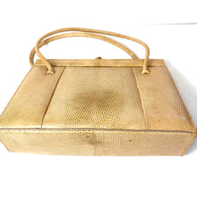 Load image into Gallery viewer, Vintage 50s Creamy Beige Lizard Skin Classic Handbag with Matching Purse by Waldybag-Vintage Handbag, Exotic Skins-Brand Spanking Vintage