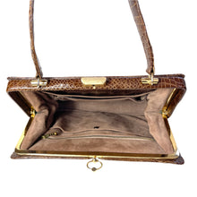 Load image into Gallery viewer, Vintage Large Caramel Porosus Crocodile Skin Handbag By Waldybag Made In England-Vintage Handbag, Exotic Skins-Brand Spanking Vintage