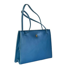 Load image into Gallery viewer, Vintage 60s70s Rayne Pearlescent Blue Leather Twin Handle Handbag and Coin Purse-Vintage Handbag, Top Handle Bag-Brand Spanking Vintage