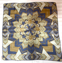 Load image into Gallery viewer, Vintage Collectable Silk Scarf By Richard Allan In Geometric Design Blues/Cream/Gold-Scarves-Brand Spanking Vintage