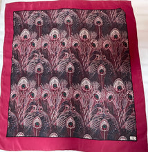 Load image into Gallery viewer, Vintage Liberty Hera Burgundy Wine Red Silk Peacock Feather Scarf Large Size-Scarves-Brand Spanking Vintage