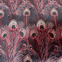 Load image into Gallery viewer, Vintage Liberty Hera Burgundy Wine Red Silk Peacock Feather Scarf Large Size-Scarves-Brand Spanking Vintage
