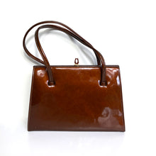 Load image into Gallery viewer, Vintage 50s/60s Eros Toffee Patent Leather Classic Handbag-Vintage Handbag, Top Handle Bag-Brand Spanking Vintage