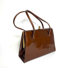 Load image into Gallery viewer, Vintage 50s/60s Eros Toffee Patent Leather Classic Handbag-Vintage Handbag, Top Handle Bag-Brand Spanking Vintage