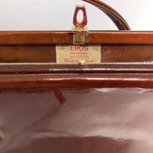 Load image into Gallery viewer, Vintage 50s/60s Eros Toffee Patent Leather Classic Handbag-Vintage Handbag, Top Handle Bag-Brand Spanking Vintage
