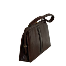 Load image into Gallery viewer, Vintage 50s Classic Large Mappin And Webb Dark Chocolate Brown Lizard Skin Handag-Vintage Handbag, Exotic Skins-Brand Spanking Vintage