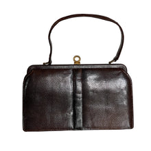 Load image into Gallery viewer, Vintage 50s Classic Large Mappin And Webb Dark Chocolate Brown Lizard Skin Handag-Vintage Handbag, Exotic Skins-Brand Spanking Vintage