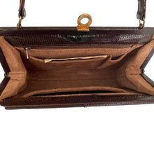 Load image into Gallery viewer, Vintage 50s Classic Large Mappin And Webb Dark Chocolate Brown Lizard Skin Handag-Vintage Handbag, Exotic Skins-Brand Spanking Vintage
