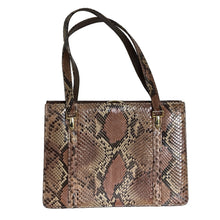 Load image into Gallery viewer, Vintage 70s Ackery Python Snakeskin And Leather Handbag Taupe, Rust-Vintage Handbag, Exotic Skins-Brand Spanking Vintage
