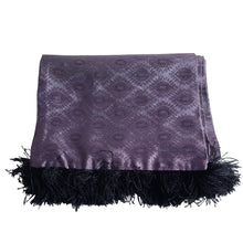 Load image into Gallery viewer, Vintage 70s Gentleman's Silky Dress Scarf In Lavender/Purple With Black Fringe-Accessories, For Him-Brand Spanking Vintage