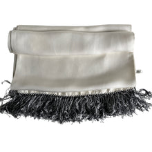 Load image into Gallery viewer, Vintage 50s/60s Gentleman's Silk Dress Scarf In White With Black/White Fringe-Accessories, For Him-Brand Spanking Vintage