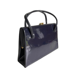 Load image into Gallery viewer, Vintage 60s/70s Royal Blue Navy Patent Leather Top Handle Bag Waldybag-Vintage Handbag, Top Handle Bag-Brand Spanking Vintage