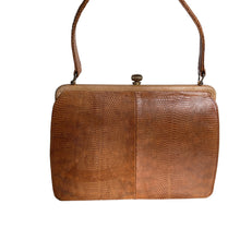 Load image into Gallery viewer, Vintage 70s Classic Caramel Tan Lizard Skin Handbag By Mappin & Webb-Vintage Handbag, Exotic Skins-Brand Spanking Vintage