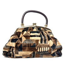 Load image into Gallery viewer, Vintage 70s Weymouth American Large Mary Poppins Chenille Carpet Bag Weekend Overnight Bag in Mushroom Beige/Brown/Black-Vintage Handbag, Large Handbag-Brand Spanking Vintage