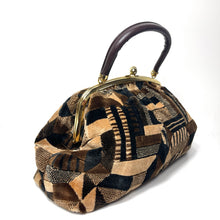 Load image into Gallery viewer, Vintage 70s Weymouth American Large Mary Poppins Chenille Carpet Bag Weekend Overnight Bag in Mushroom Beige/Brown/Black-Vintage Handbag, Large Handbag-Brand Spanking Vintage