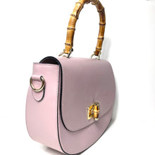 Load image into Gallery viewer, Vintage 80s Pink Leather Top Handle Bag with Bamboo Handle & Shoulder Strap Made in Italy-Vintage Handbag, Top Handle Bag-Brand Spanking Vintage