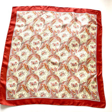 Load image into Gallery viewer, Liberty of London Silk Scarf in Birds and Feathers Design Russet/Burnt Orange Made in England