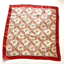 Load image into Gallery viewer, Liberty of London Silk Scarf in Birds and Feathers Design Russet/Burnt Orange Made in England