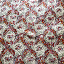 Load image into Gallery viewer, Liberty of London Silk Scarf in Birds and Feathers Design Russet/Burnt Orange Made in England