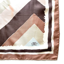 Load image into Gallery viewer, Large Liberty of London Silk Scarf in Brown,Rust,Taupe, Beige Pink, Blue Geometric Design