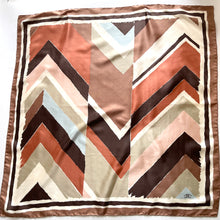Load image into Gallery viewer, Large Liberty of London Silk Scarf in Brown,Rust,Taupe, Beige Pink, Blue Geometric Design