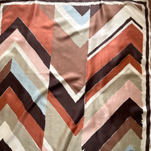 Load image into Gallery viewer, Large Liberty of London Silk Scarf in Brown,Rust,Taupe, Beige Pink, Blue Geometric Design