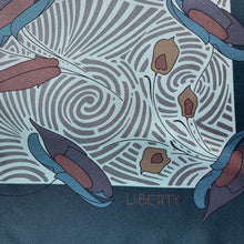 Load image into Gallery viewer, Vintage Large Liberty Silk Scarf Teal Green Turquoise and Taupe