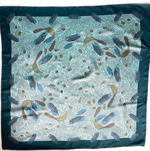 Load image into Gallery viewer, Vintage Large Liberty Silk Scarf Teal Green Turquoise and Taupe