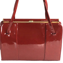 Load image into Gallery viewer, Vintage 60s/70s Cherry Wine Red Patent Leather Top Handle Bag By Holmes Of Norwich-Vintage Handbag, Top Handle Bag-Brand Spanking Vintage