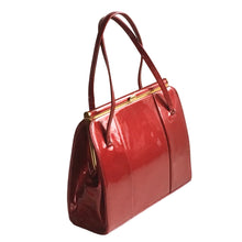 Load image into Gallery viewer, Vintage 60s/70s Cherry Wine Red Patent Leather Top Handle Bag By Holmes Of Norwich-Vintage Handbag, Top Handle Bag-Brand Spanking Vintage
