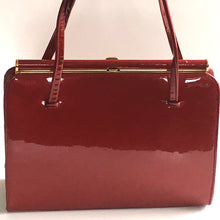 Load image into Gallery viewer, Vintage 60s/70s Cherry Wine Red Patent Leather Top Handle Bag By Holmes Of Norwich-Vintage Handbag, Top Handle Bag-Brand Spanking Vintage