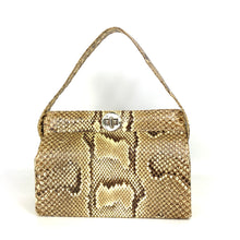 Load image into Gallery viewer, Vintage 40s/50s Boxy Python Skin Top Handle Handbag With Silver Postman's Lock-Vintage Handbag, Exotic Skins-Brand Spanking Vintage