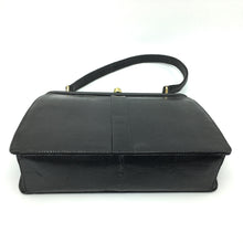 Load image into Gallery viewer, Vintage 50s 60s Black Lizard Skin Unused Top Handle Bag w/ Beehive Clasp And Matching Lizard Wallet By Mappin & Webb-Vintage Handbag, Exotic Skins-Brand Spanking Vintage