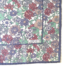 Load image into Gallery viewer, Vintage Liberty Silk Scarf In Floral Design in Blues, Lilac/Mauve, Turquoise and Ivory Made in Italy-Scarves-Brand Spanking Vintage
