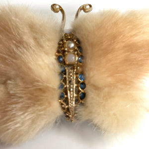 Vintage 50s Blond Mink Butterfly Brooch-Accessories, For Her-Brand Spanking Vintage