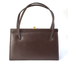 Load image into Gallery viewer, Vintage 50s 60s Small And Dainty Brown Leather Ackery Bag with Intricate Gilt Clasp Made in England-Vintage Handbag, Kelly Bag-Brand Spanking Vintage