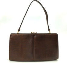Load image into Gallery viewer, Vintage 50s Slim Dark Chocolate Dainty Lizard Skin Classic Ladylike Bag By Waldybag-Vintage Handbag, Exotic Skins-Brand Spanking Vintage