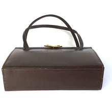 Load image into Gallery viewer, Vintage 50s 60s Small And Dainty Brown Leather Ackery Bag with Intricate Gilt Clasp Made in England-Vintage Handbag, Kelly Bag-Brand Spanking Vintage
