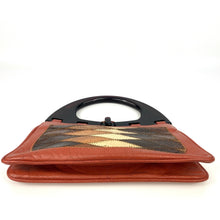 Load image into Gallery viewer, Vintage 70s Harlequin Snakeskin Burnt Orange/Rust Leather Handbag with Lucite Faux Tortoiseshell Handles by Harmony Made in England-Vintage Handbag, Exotic Skins-Brand Spanking Vintage