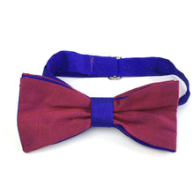 Load image into Gallery viewer, Vintage Silk Handmade Pre Tied Adjustable Bow Tie in Claret Red and Cobalt Blue by Hocus Pocus-Accessories, For Him-Brand Spanking Vintage

