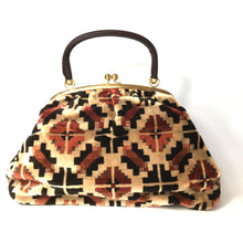 Load image into Gallery viewer, Vintage 70s Weymouth American Large Mary Poppins Chenille Carpet Bag Weekend Overnight Bag in Beige/Rust/Black-Vintage Handbag, Large Handbag-Brand Spanking Vintage