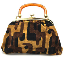 Load image into Gallery viewer, Vintage 70s Large Chenille Mary Poppins Carpet Bag in Iconic 70s Design in Rust Brown, Mustard and Black by Weymouth American (WA) Made in UK-Vintage Handbag, Large Handbag-Brand Spanking Vintage