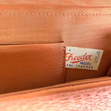 Load image into Gallery viewer, Vintage 50s Burnt Orange Leather Faux Pigskin Clutch Bag By Freedex-Vintage Handbag, Clutch Bag-Brand Spanking Vintage