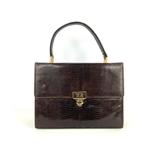 Load image into Gallery viewer, SALE Vintage 50s/60s Mappin & Webb Unused Chocolate Brown Lizard Skin Jackie O Bag, Top Handle Bag, Made In England-Vintage Handbag, Exotic Skins-Brand Spanking Vintage
