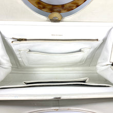 Load image into Gallery viewer, Vintage 60s/70s Handbag In Ivory Leather w/Unusual Shaped Lucite Faux Tortoiseshell Handles Made in France-Vintage Handbag, Large Handbag-Brand Spanking Vintage