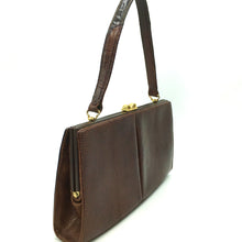 Load image into Gallery viewer, Vintage 50s Slim Dark Chocolate Dainty Lizard Skin Classic Ladylike Bag By Waldybag-Vintage Handbag, Exotic Skins-Brand Spanking Vintage
