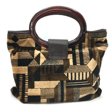 Load image into Gallery viewer, Vintage 70s Large Weymouth American Chenille Mary Poppins Lucite Round Handle Carpet Bag, Tote/Overnight/Work Bag-Vintage Handbag, Large Handbag-Brand Spanking Vintage