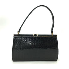 Load image into Gallery viewer, Gorgeous Vintage 50s/60s Black Crocodile Skin Classic Ladylike Bag By Mappin and Webb-Vintage Handbag, Exotic Skins-Brand Spanking Vintage