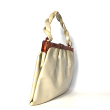 Load image into Gallery viewer, Vintage 60s Freedex Faux Leather Dolly Bag in Pearlescent Ivory with Lucite Frame and Plaited Handle-Vintage Handbag, Dolly Bag-Brand Spanking Vintage
